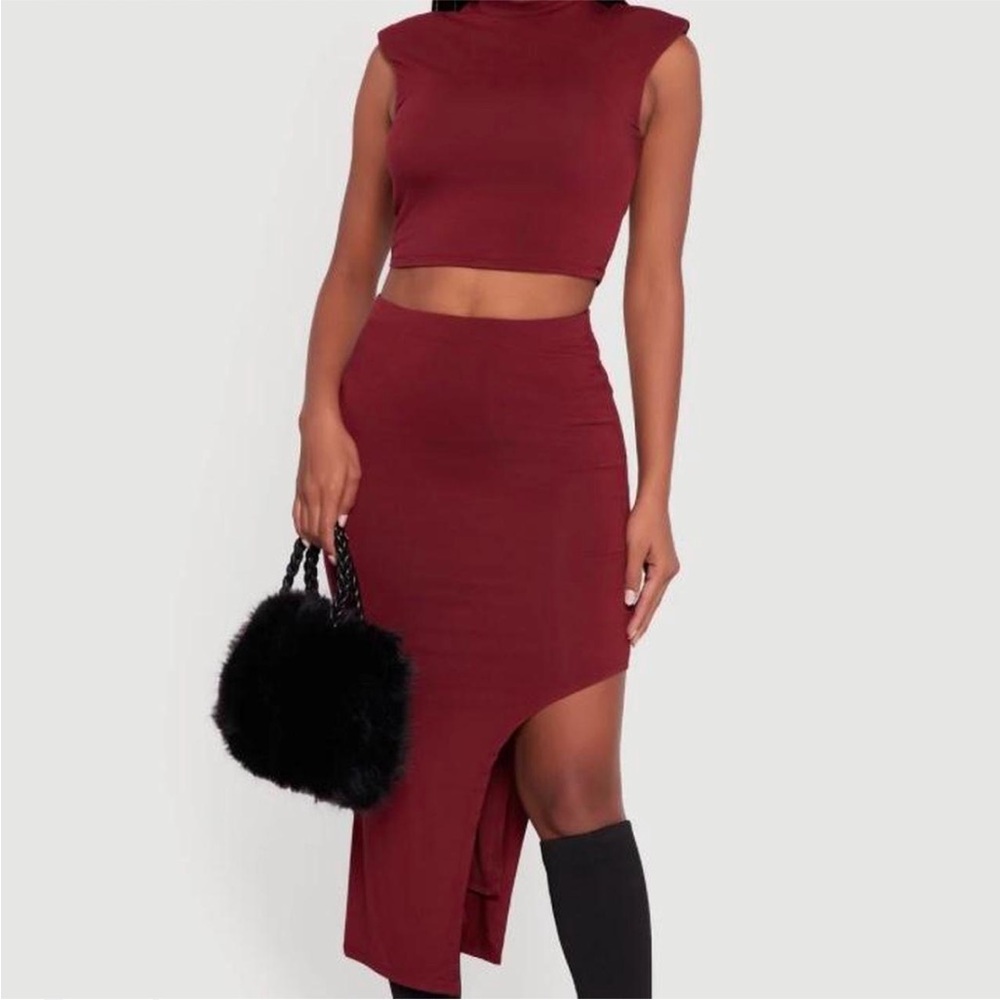 Rainbow Burgundy Skirt Set